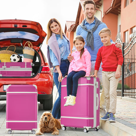 20 IN Luggage 1 Piece with TSA lock , Lightweight Suitcase Spinner Wheels,Carry on Vintage Luggage,Pink - V.I.P Digital Presence