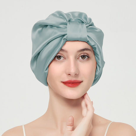 Double layer elastic simulation silk beauty makeup satin knotted hair care home French nightcap - V.I.P Digital Presence
