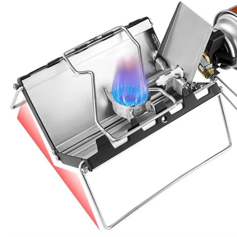 Estufa de gas portátil plegable de 2600 W, resistente al viento, con quemador de agua hervida y quemador plegable para acampar.