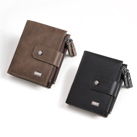 Anti-Theft Brush Business Leather Thin Short Men's Wallet Zipper Wallet Money Ticket Holder - V.I.P Digital Presence