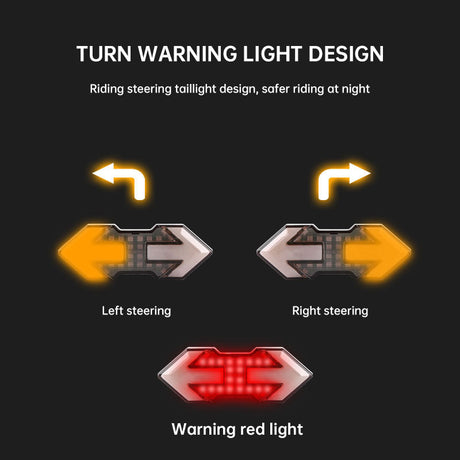 Wireless Remote Control Steering Light Tail Light USB Charging Waterproof Night Riding Cool Riding Warning Sign - V.I.P Digital Presence
