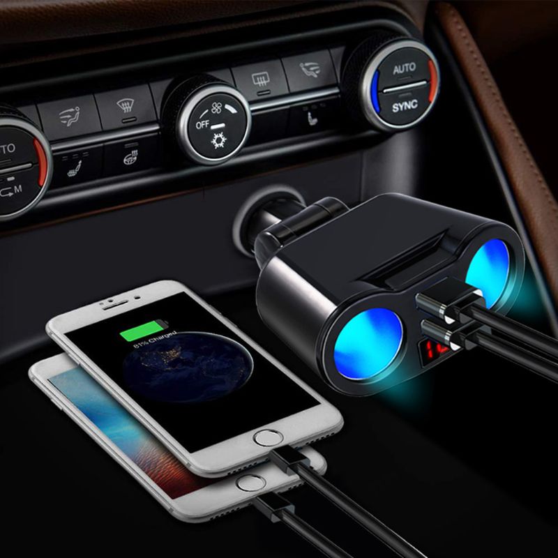 12V 24V Car 2 Way Power Socket Splitter QC3.0 Dual USB Charger LED Voltmetr For Mobile Phone Tablet GPS SUV Truck - V.I.P Digital Presence