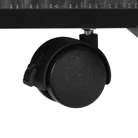 Stylish mobile desk with lockable wheels,bedside table with 5mm thick grooved tempered glass and gold round bars ，black - V.I.P Digital Presence