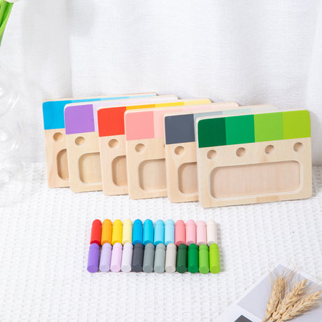 Colorful sensory integration wooden insert board, hands-on and brainpower color discrimination teaching aids, children's wooden toys - V.I.P Digital Presence