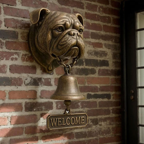 Dog welcome chime, vintage Bulldog Dobermann chime, metal merchant chime – wall decor for home/office entrance. - V.I.P Digital Presence