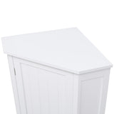 White Bathroom Cabinet Triangle Corner Storage Cabinet with Adjustable Shelf Modern Style MDF Board - V.I.P Digital Presence