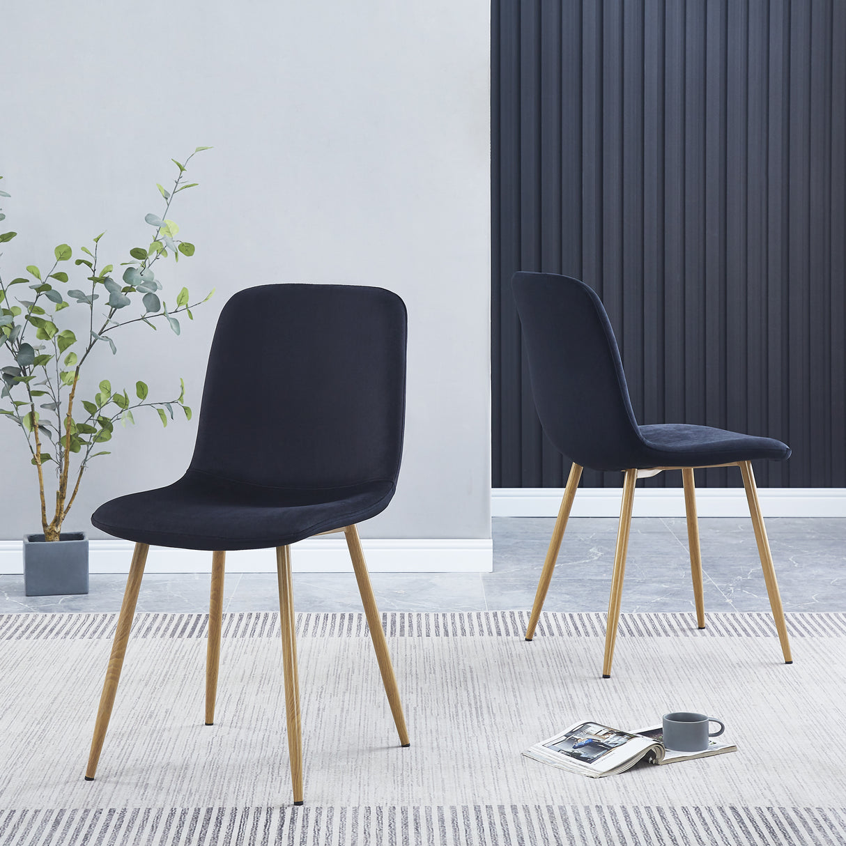 Dining Chair 4PCS（BLACK）Modern style New technology Suitable for restaurants cafes taverns offices