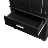 Tall Storage Cabinet with Two Drawers for Bathroom/Office, Black - V.I.P Digital Presence