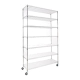7 Tier Wire Shelving Unit 2450 LBS NSF Height Adjustable Metal Garage Storage Shelves with Wheels Chrome