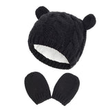 New Baby Kids Girls Boys Winter Warm Knit Hat Ear Solid Warm Cute Glove 2pcs Lovely Beanie Cap 0-18M - V.I.P Digital Presence