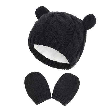 New Baby Kids Girls Boys Winter Warm Knit Hat Ear Solid Warm Cute Glove 2pcs Lovely Beanie Cap 0-18M - V.I.P Digital Presence