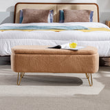 Camel Storage Ottoman Bench for End of Bed Gold Legs - V.I.P Digital Presence