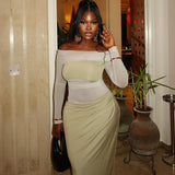 Women's Irregular Hem Pencil Dress Fitted One-Shoulder Long Sleeve Raglan Trendy Dress - V.I.P Digital Presence