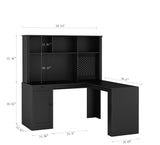 Writing desk with drawer bookshelf and charger, modern L-shaped desk with storage space, corner gaming computer desk - V.I.P Digital Presence