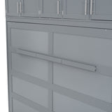 Full Size Murphy Bed Wall Bed with Top Cabinets,Gray - V.I.P Digital Presence