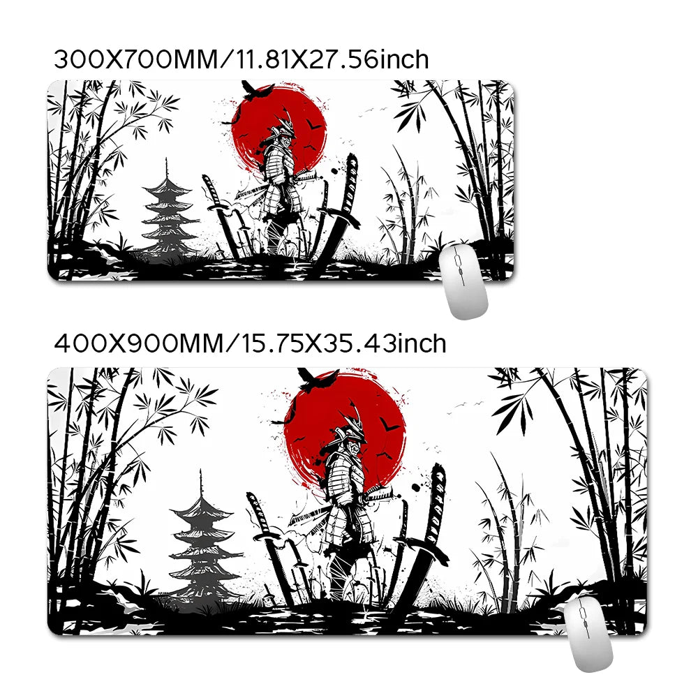 Alfombrilla de ratón Samurai Warrior para gamers, accesorios para ordenador, teclado, mesa, alfombrilla de ratón negra, empresa, accesorio de escritorio para portátil y gaming