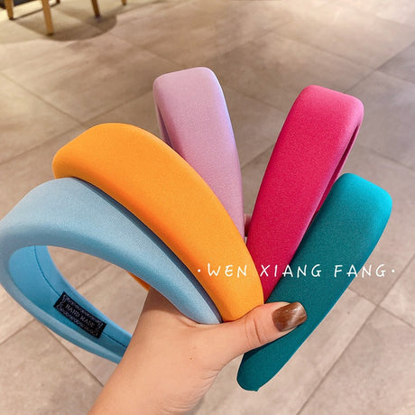 Candy colored thick sponge hair hoop for women's solid color wide edged and minimalist headband - V.I.P Digital Presence