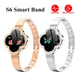 Pulsera inteligente S6 para mujer, resistente al agua IP67, con control del ritmo cardíaco y de la presión arterial, recordatorios de llamadas y mensajes. 