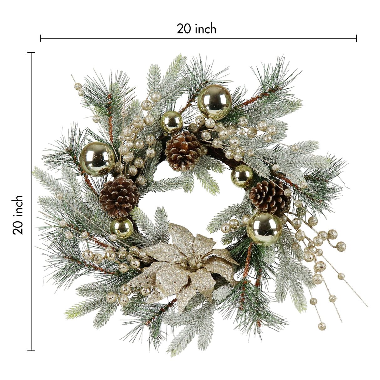 Christmas Wreath 20 Inch Christmas Door Decorations Wreath with Warm Lights - V.I.P Digital Presence