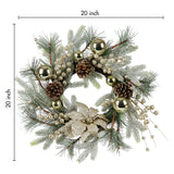 Christmas Wreath 20 Inch Christmas Door Decorations Wreath with Warm Lights - V.I.P Digital Presence