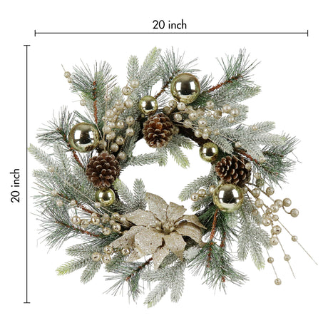Christmas Wreath 20 Inch Christmas Door Decorations Wreath with Warm Lights - V.I.P Digital Presence