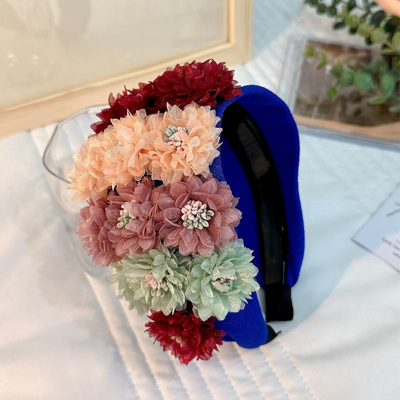 Flower series fashionable wide edge handmade fabric headband headband for women - V.I.P Digital Presence