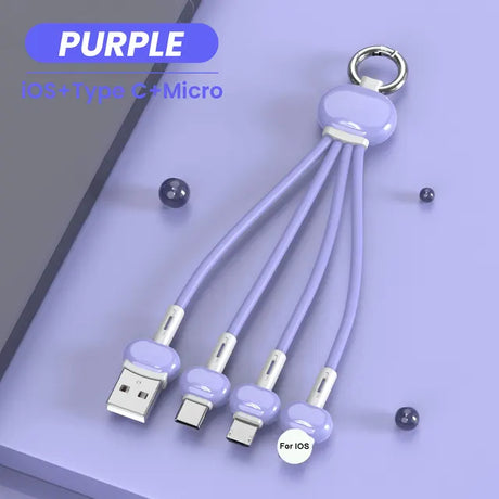 One to three data cable suitable for Android and Apple Type-C keychain three in one charging cable - V.I.P Digital Presence