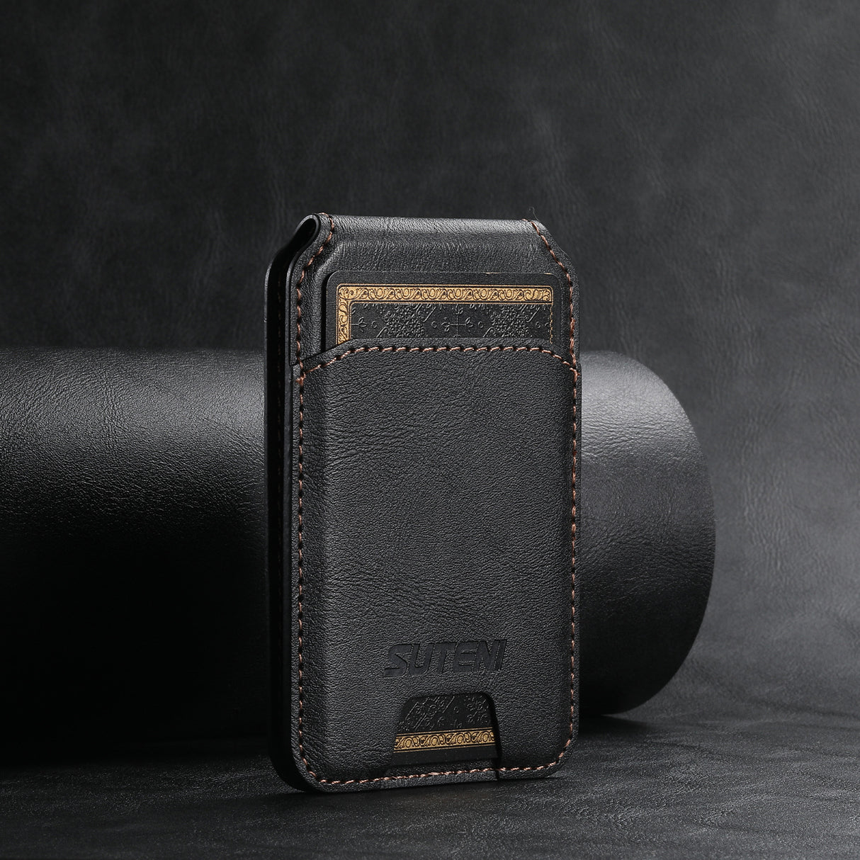 Suitable for Apple 15ProMax Android universal mobile phone magnetic card holder MagSafe magnetic ring PU leather - V.I.P Digital Presence