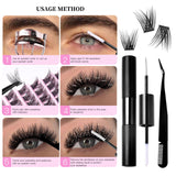 Eyelash DIY Eyelash Extensions Kit Private Label Lash Clusters DIY with Bond Seal Glue and Tweezers Set - V.I.P Digital Presence