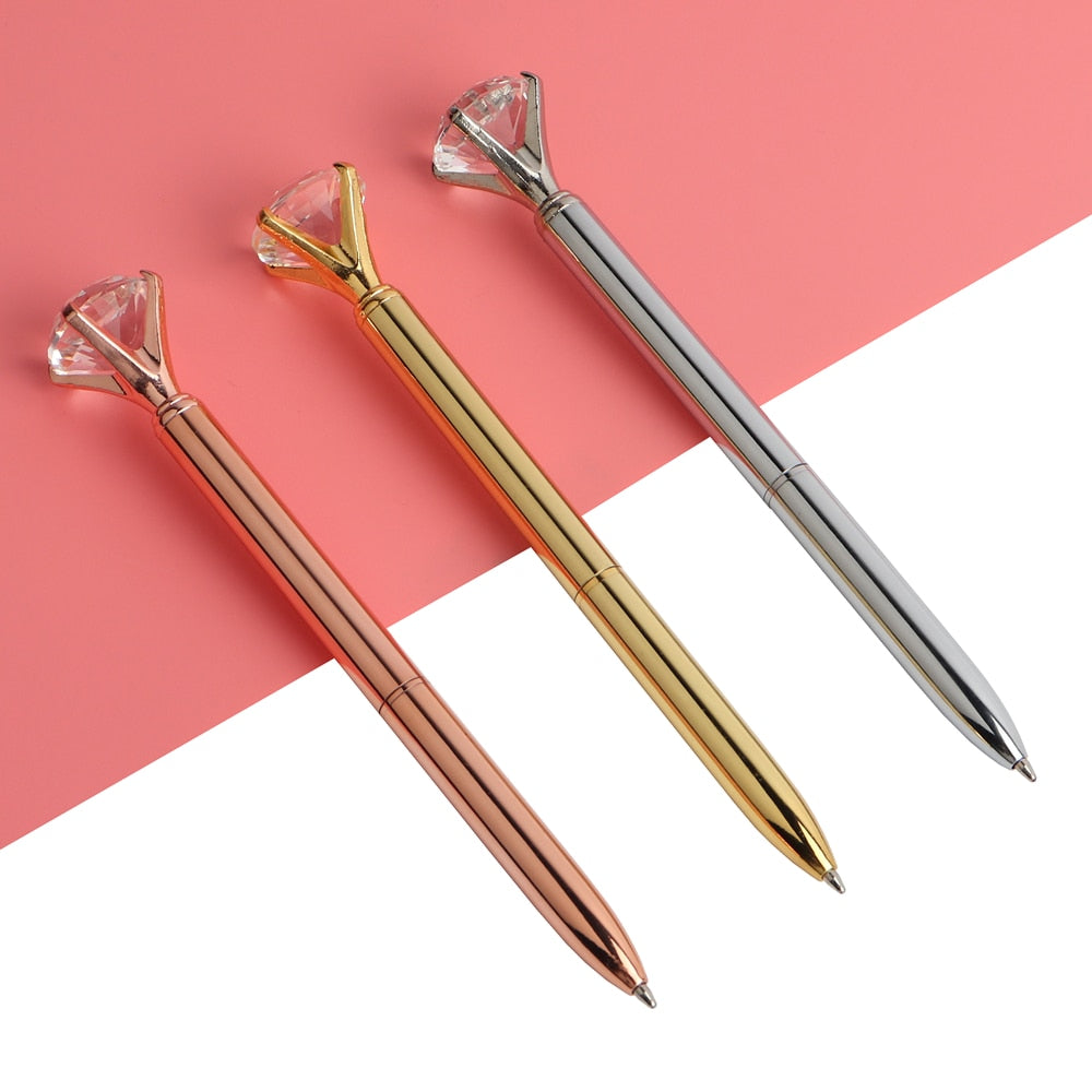 21Color Kawaii Ballpoint Pen Big Gem Metal Ball Pen With Large Diamond Blue And Black Magical Pen Fashion School Office Supplies - V.I.P Digital Presence