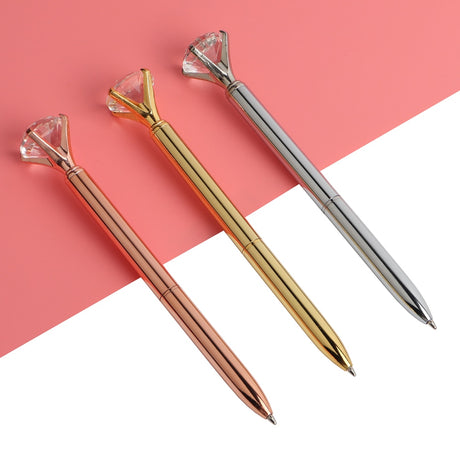 21Color Kawaii Ballpoint Pen Big Gem Metal Ball Pen With Large Diamond Blue And Black Magical Pen Fashion School Office Supplies - V.I.P Digital Presence