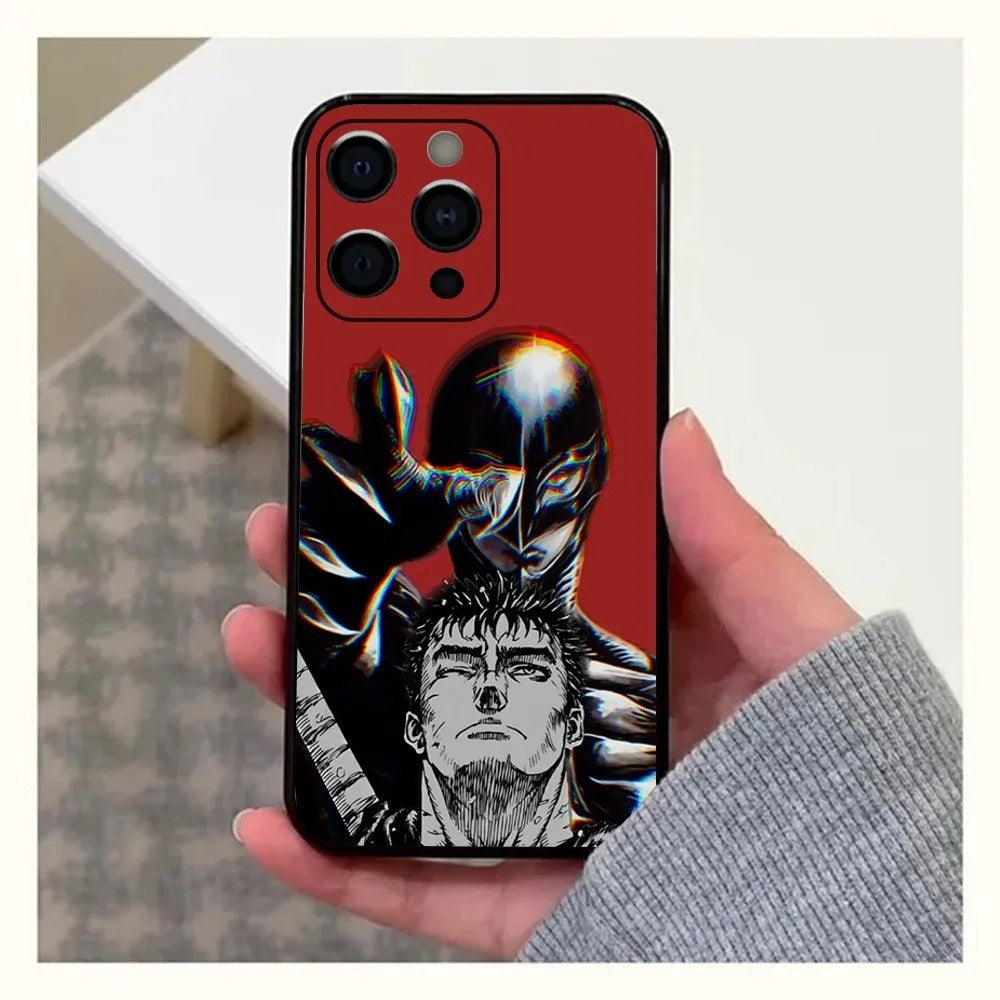 Funda de anime GutsrkiPhone para el nuevo SE 15 en negro