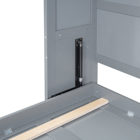 Full Size Murphy Bed Wall Bed with Top Cabinets,Gray - V.I.P Digital Presence