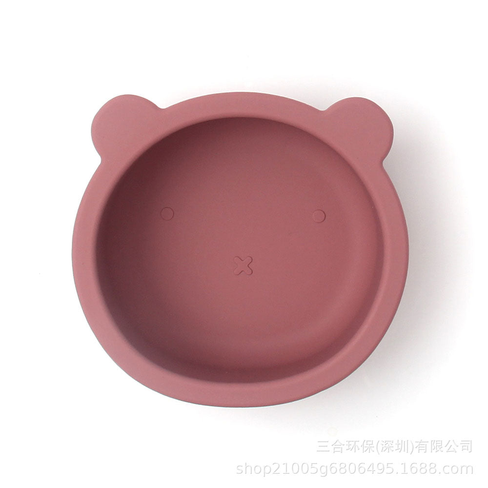 Vajilla infantil, cuenco para bebés, cuenco de silicona con ventosa para niños, cuenco para suplemento alimenticio con forma de oso 