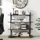 4-storey office bookshelf, rural wooden metal bookshelf, independent open bookshelf, industrial high angle bookshelf - V.I.P Digital Presence