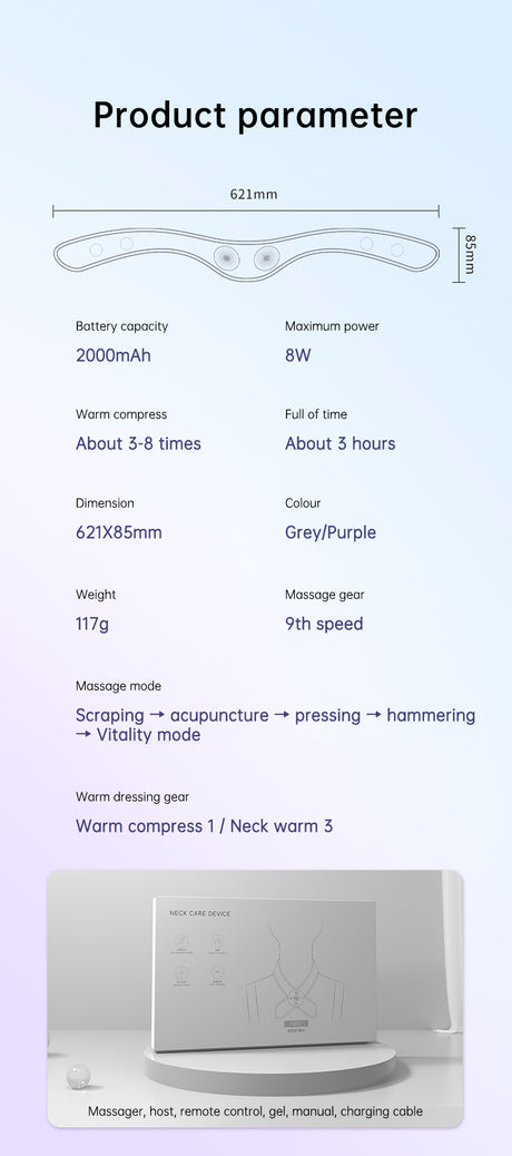 Neck Massager with Heat, Portable Neck Lymphatic Massager for Pain & Fatigue Relief - V.I.P Digital Presence