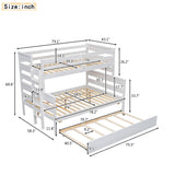Wood Twin over Full Bunk Bed with Twin Size Trundle  White