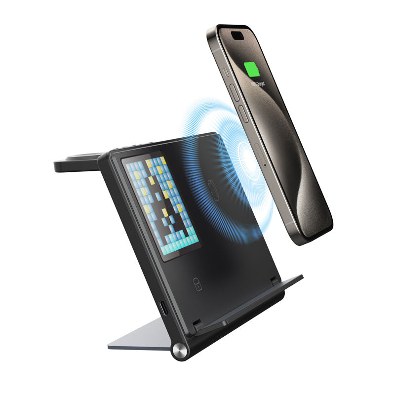Trending Products Portable 5-in-1 Pixel Animation Foldable Wireless Charger Stand Pad for Mobile Phone Smart Watch Earphone - V.I.P Digital Presence
