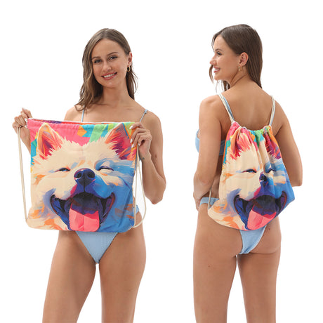 Two-in-One Foldable Beach Towel Printed Bath Towel All-In-One Beach Towel with Storage Bag - V.I.P Digital Presence