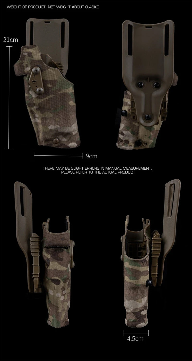 6354DO Left - handed Tactical Pistol Glock 17 Holster with X300U - A QLS Adapter, Leg Shroud, Drop, and MHA Leg Strap Kit - V.I.P Digital Presence