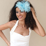 Solid color sequin flower wide edge girl style mesh headband - V.I.P Digital Presence
