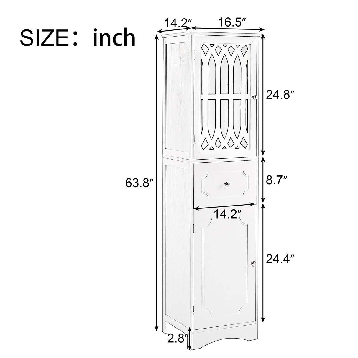 Tall Bathroom Cabinet, Freestanding Storage Cabinet with Drawer and Doors, MDF Board, Acrylic Door, Adjustable Shelf, Grey - V.I.P Digital Presence