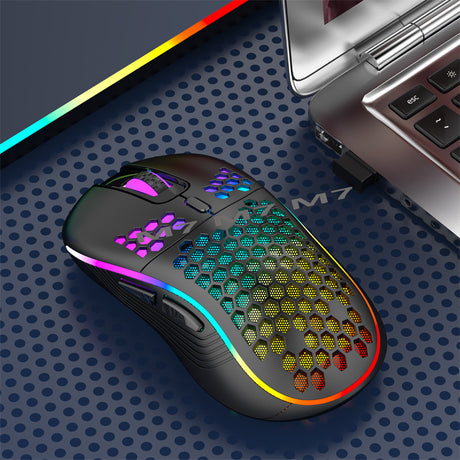 2.4G Wireless Cave Mouse Lightweight Gaming Mouse with Luminous 7 Color Breathing Light Computer Accessories - V.I.P Digital Presence