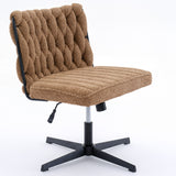 Armless Office Desk Chair No Wheels BROWN
