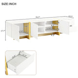 Luxury Fluted TV Stand for TVs Up to 80'', Modern Entertainment Center with Storage Cabinets & Drawer White - V.I.P Digital Presence