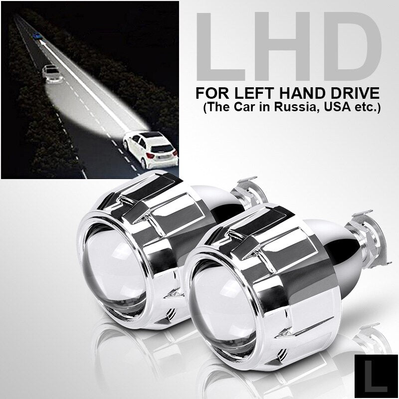 RACBOX 2Pcs 2.5 Inch Universal Bi Xenon HID Projector Lens Silver Black Shroud H1 Xenon LED Bulb H4 H7 Motorcycle Car Headlight - V.I.P Digital Presence