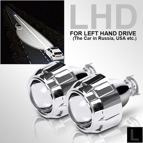 RACBOX 2Pcs 2.5 Inch Universal Bi Xenon HID Projector Lens Silver Black Shroud H1 Xenon LED Bulb H4 H7 Motorcycle Car Headlight - V.I.P Digital Presence
