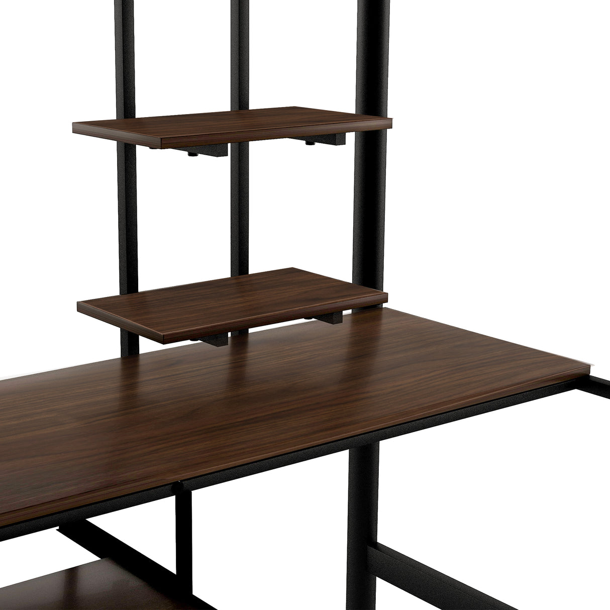 Loft Bed with Desk and Shelf   Space Saving Design Full Black