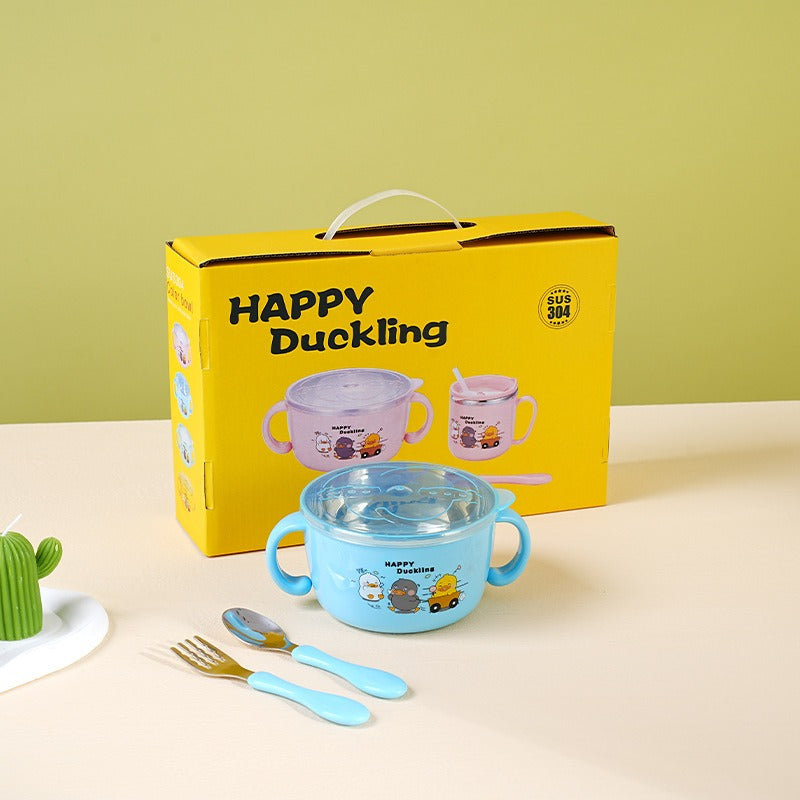304 stainless steel children's tableware set cute baby food bowl stainless steel tableware children's water cup - V.I.P Digital Presence