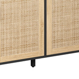 62.20"Elegant and Functional 4-Door Rattan Decorative Storage Cabinet,for Bedroom,Living Room,Office,Easy Assembly,Black - V.I.P Digital Presence